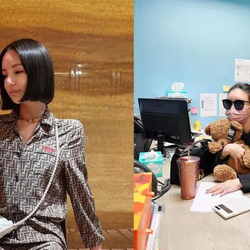 Local celebrity, Kim Lim, has been sporting a middle parted short bob hairstyle which she keeps tidy with a half-up knot.