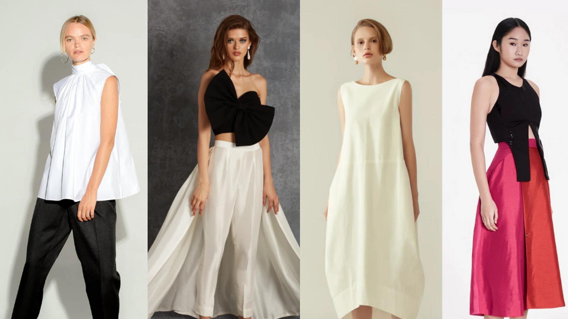 Credit (from left): Silvia Teh by Silvia Teh, NIDA SHAY by Nida Shay, r y e by Bessie Ye and Renakok Collection by Rena Kok