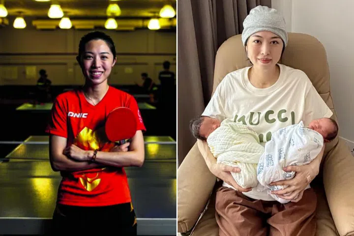 former singapore table tennis player yu mengyu welcomes twins