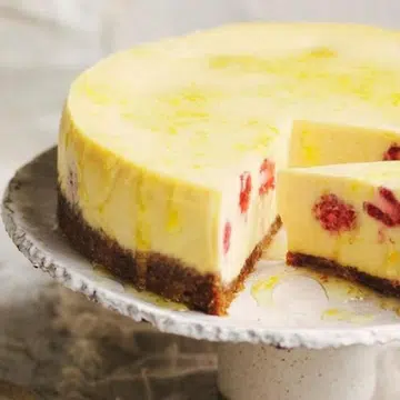 Raspberry Ricotta Cheesecake With Lemon Syrup