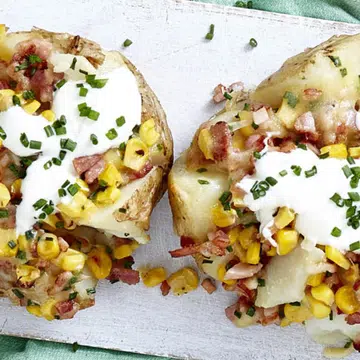 easy recipe for sweet corn bacon baked potatoes