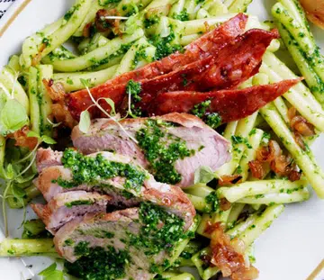 Pork, Sopressa & Kale Pesto Pasta