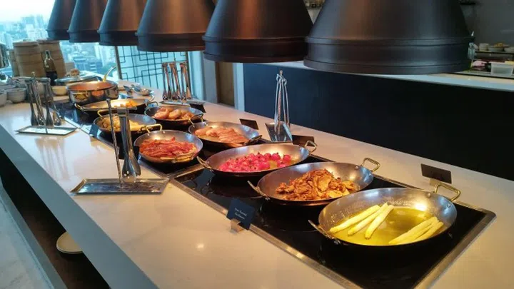 Part of the breakfast spread at the Horizon Club lounge. Photo: Melody Bay