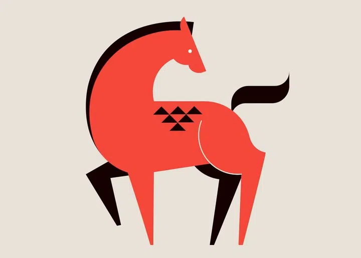 Chinese horoscope zodiac collection, geometric minimalist style. Animals symbols of Chinese New year . Set of mascots: rabbit, dragon, snake, tiger, ox, rat, pig, dog, rooster, monkey, goat, horse. Vector illustrations and concept design