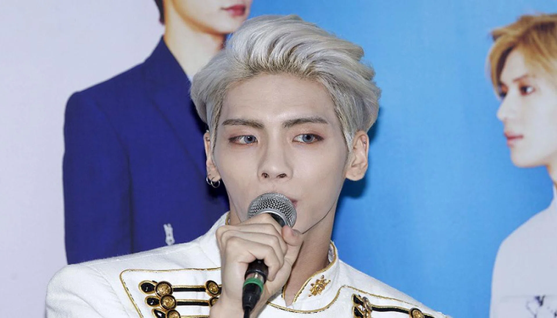 17 May 2015 - Seoul, South Korea : South korean Jonghyun, member of K-pop boys group SHINee, attends a press conference for the 4th live concert "SHINee WORLD IV in Seoul" at Olympic Park Gym in Seoul, South Korea on May 17, 2015. Photo Credit: Lee Young-Ho *** Please Use Credit from Credit Field ***