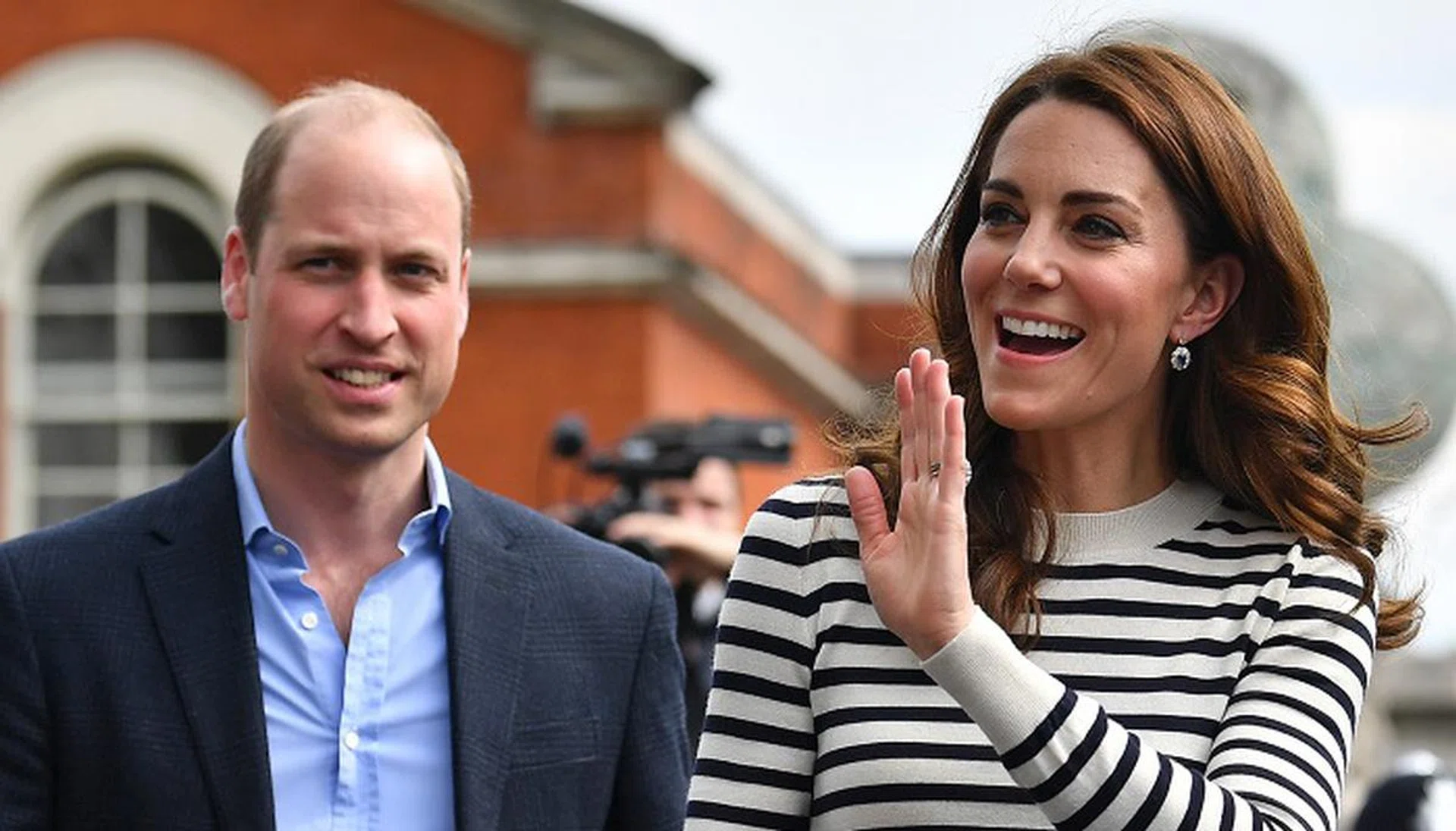 Britain's Prince William, Duke of Cambridge (L) and Britain's Catherine, Duchess of Cambridge wave to wellwishers as they leave after attending the launch of the King's Cup Regatta, at the Cutty Sark in Greenwich, south east London on May 7, 2019. - The event is set to take place on August 9, 2019, on the Isle of Wight, and is set to see The Duke and Duchess go head to head as skippers of individual sailing boats, in an eight boat regatta race. Each boat taking part will represent one of eight charities and the winning team will be awarded the historic trophy The King's Cup. 