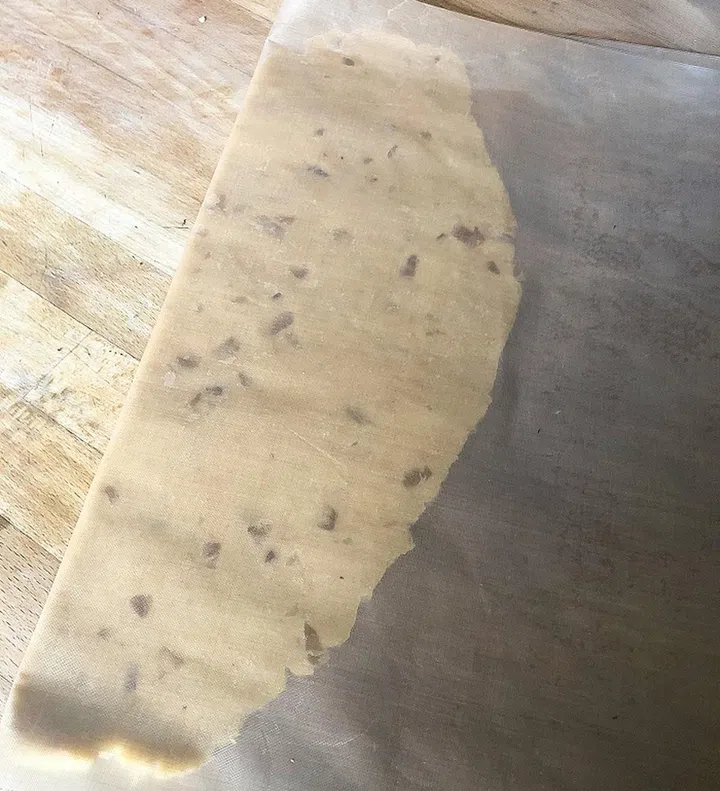 02. To prevent dough sticking when you roll it  – place it between 2 sheets of baking paper. Roll it to ¼ – ½ cm thickness.