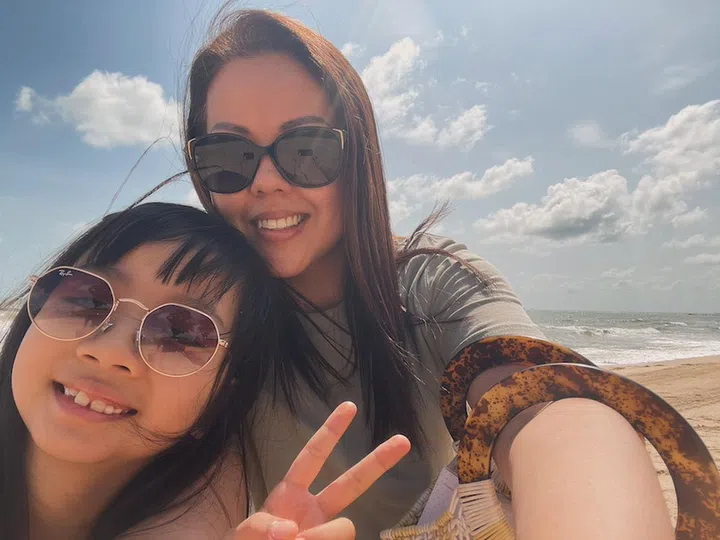 Rachel with her daughter during a holiday in March 2024. Photo credit: Rachel Raeburn