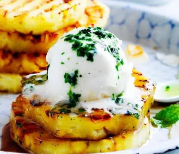 Mint Syrup With Grilled Pineapple