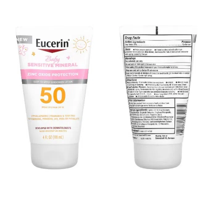 Eucerin Baby Sensitive Mineral Sunscreen Lotion SPF 50 (Image/ iHerb)