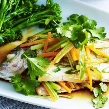 Steamed Soy Chilli Fish With Greens