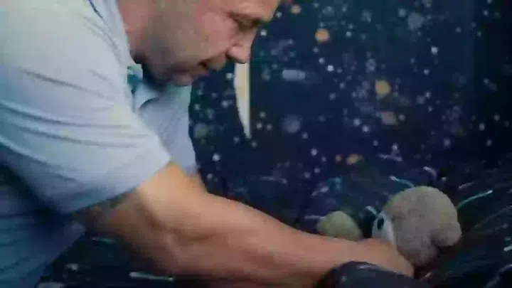 The closing scene of Adolescence where Jamie’s dad tucks his teddy in while sobbing and saying “I’m sorry son, I should have done better” made the waterworks really flow here. Image Netflix