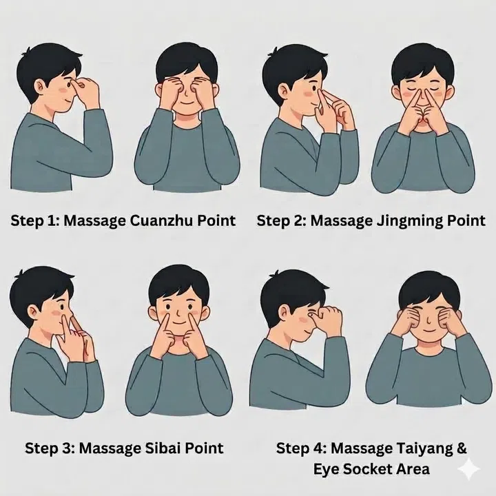 infographic on eye massage for tired eyes 