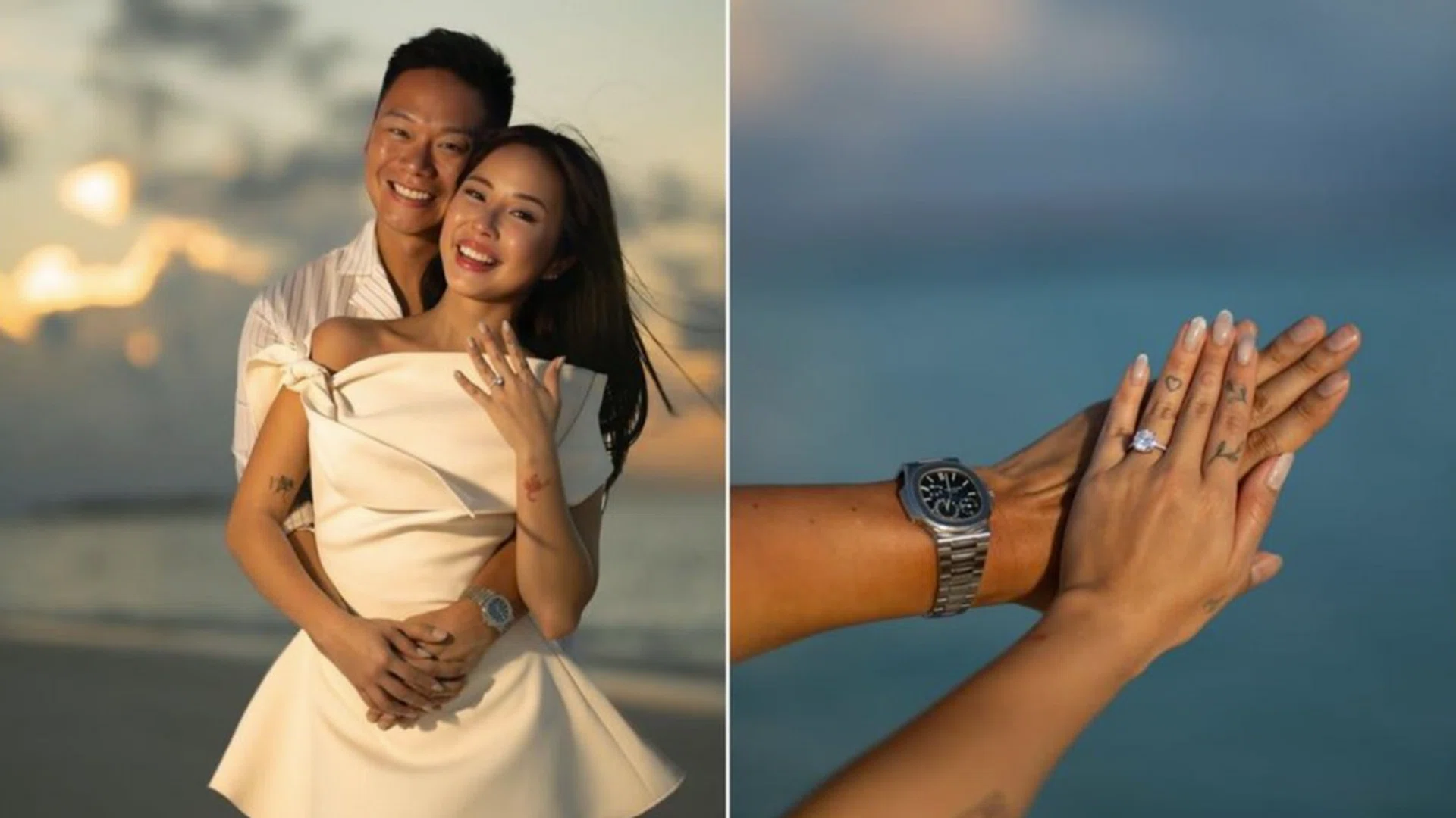 Mr Andrew Li proposed to DJ Germaine Tan in the Maldives. Photos: GERMAINELEONORA/INSTAGRAM