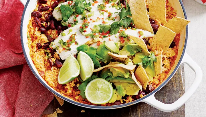 Tray-Baked Dinners - Mexican Rice & Bean Turkey Bake