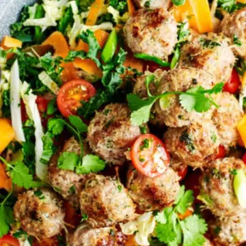 Pork Noodle Balls With Asian Salad