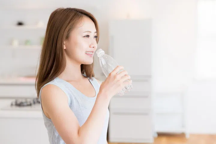Japanese woman drinking water