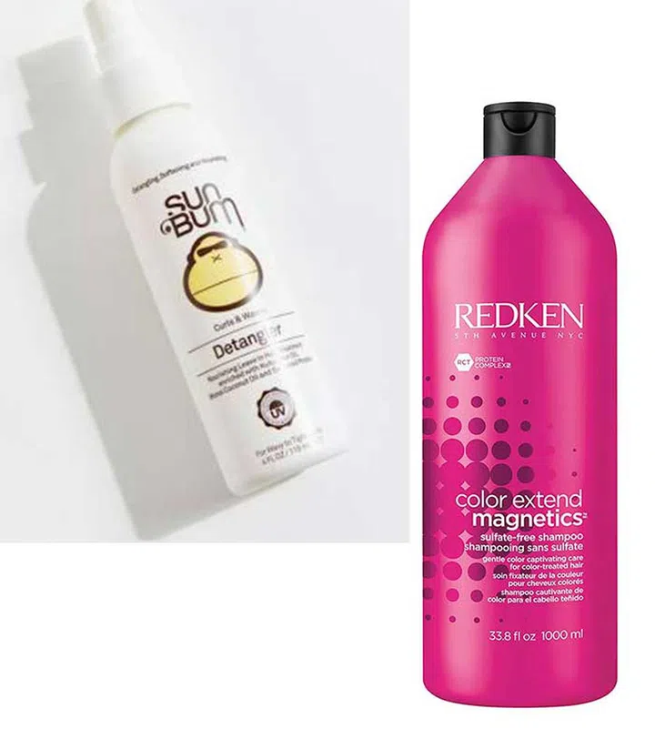 Sun Bum 3-in-1 Leave In ($22); Redken Colour Extend Magnetics Sulfate Free Shampoo ($59.94)