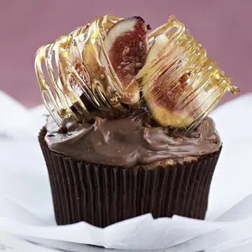 Chocolate Walnut Cupcakes With Fig & Toffee Crowns