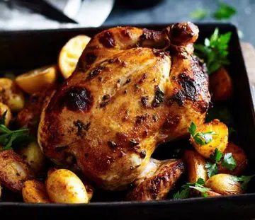 Honey-Roasted Chicken With Spicy Fried Potatoes