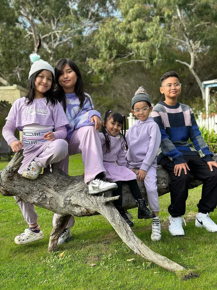 When two families travel and have fun together. These children –  (from left) Selma Malika, Shaista Eman, Shania Eva, Umar Nael and Shan Ehan –   from two families explored Melbourne together. Photo: Courtesy of Nurul Aini