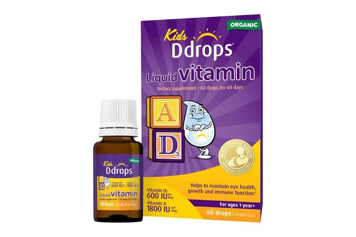 Ddrops Organic Liquid Kids Vitamin D3 600 IU, 60 Drops
