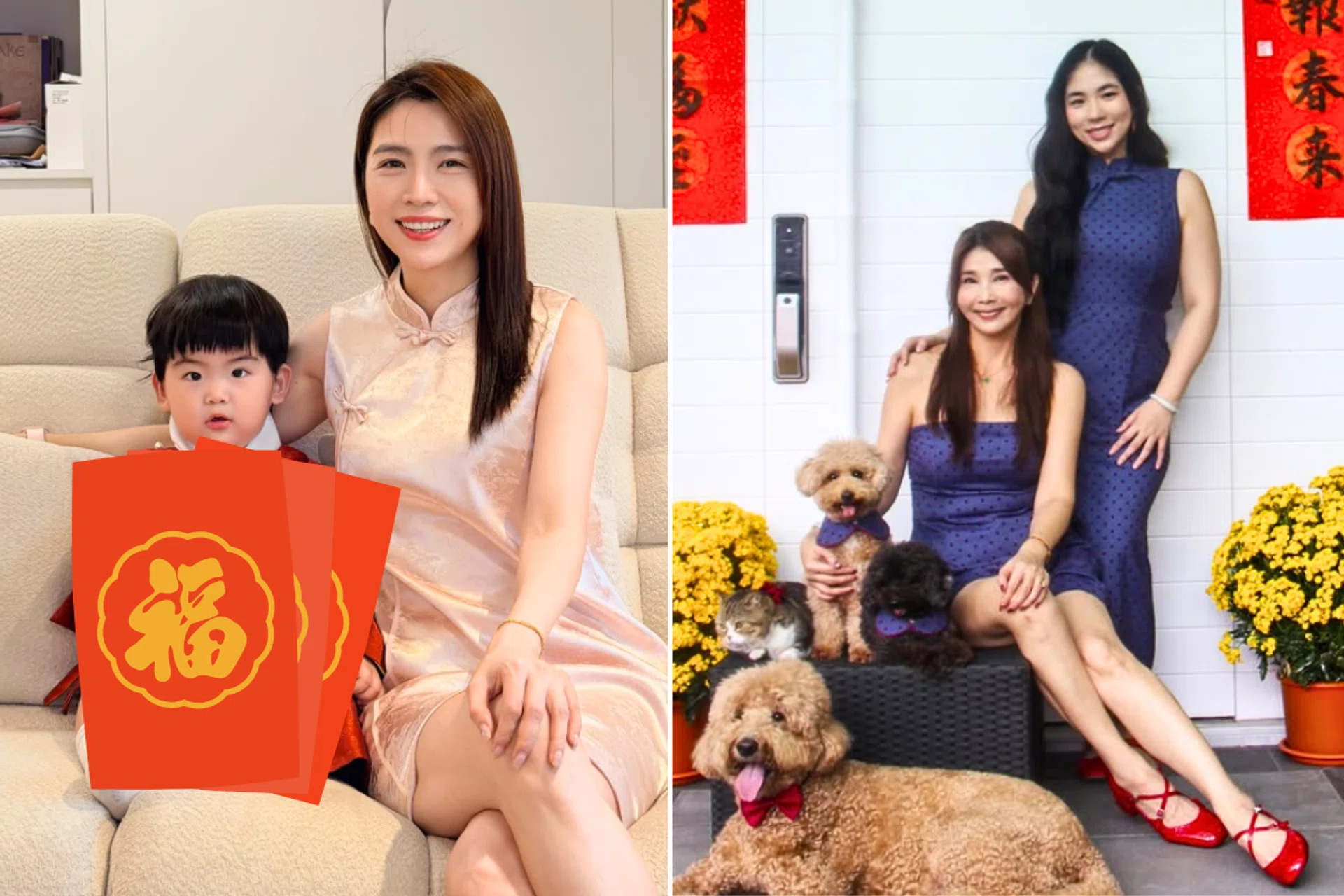 Sora Ma, Chen Xiuhuan, celeb CNY family outfits
