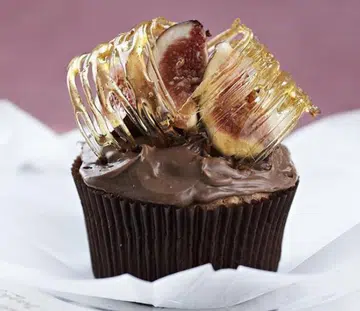 Chocolate Walnut Cupcakes With Fig & Toffee Crowns