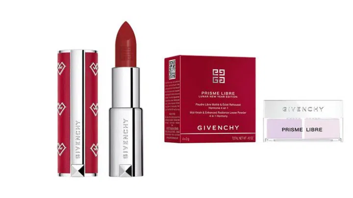 Limited edition Givenchy Beauty Le Rouge Deep Velvet matte lipstick ($55) and Prisme Libre loose powder ($90)