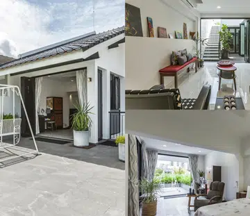 Upcycled furniture terrace house