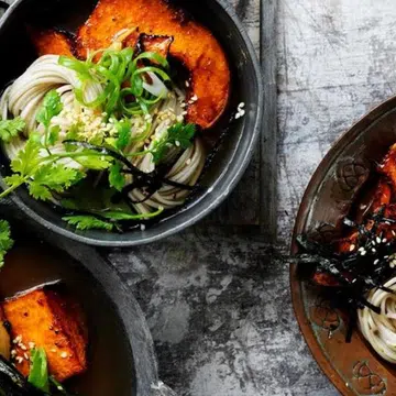 Miso Broth With Tamari Pumpkin & Noodles