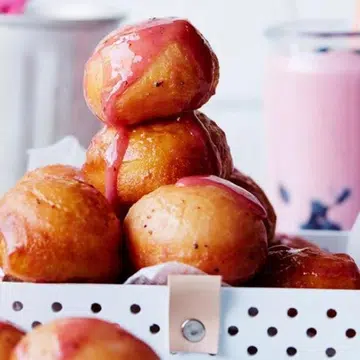 Doughnut Balls With Blueberry Sauce