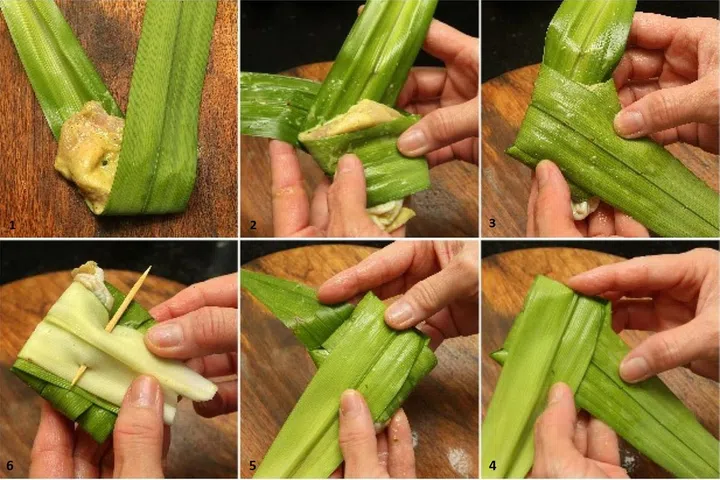 how to wrap pandan chicken