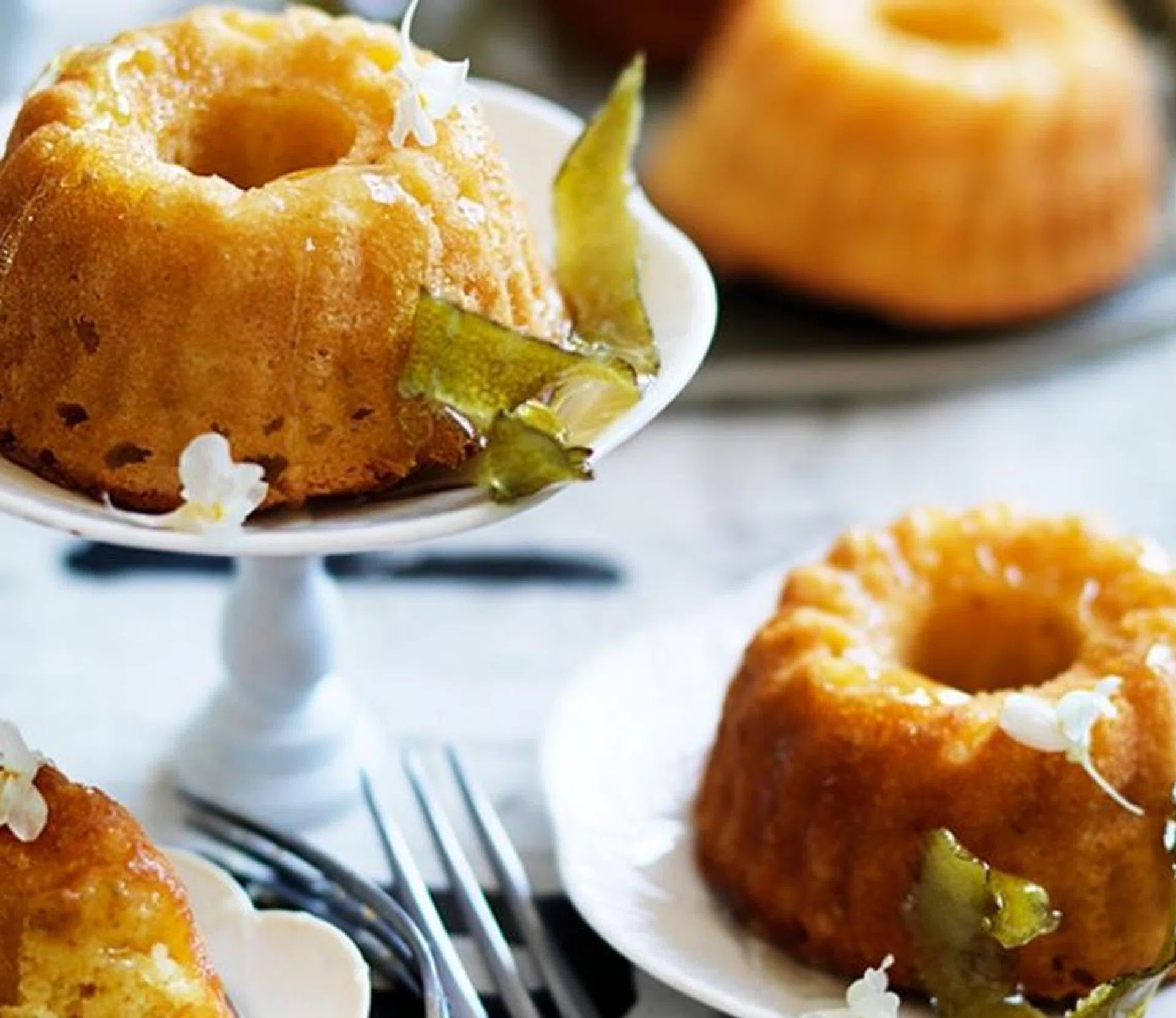 Lime & Yoghurt Cakes With Elderflower Syrup