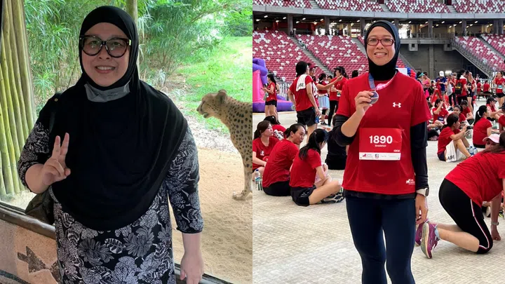 Sharifah before and after her weight loss journey. Photo credit: Siti Sharifah bte Osman
