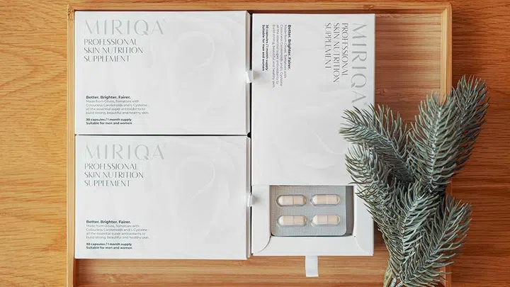 Miriqa skin supplement ($138) contains natural ingredients and clinically proven to brighten skin, reduce pimple flare-ups, and protect the skin from UV damage