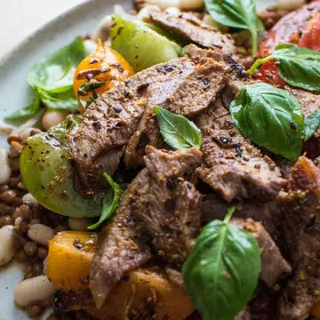 Spice-crusted Lamb With White Bean & Tomato Salad