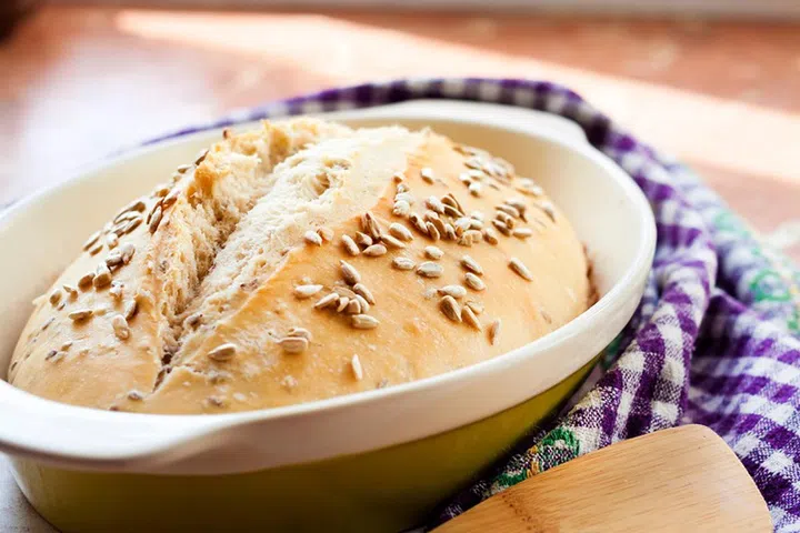 Wheat bread with sunflower seeds baked on sourdough