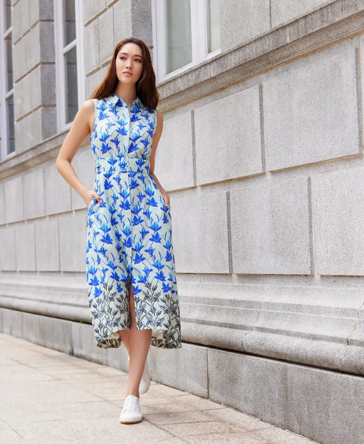 Pure Linen Floral Midi Shirt Dress. Photo: Marks & Spencer