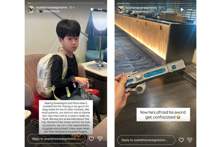 mumfluencer missysharont missed flight, son’s toy gun found airport security