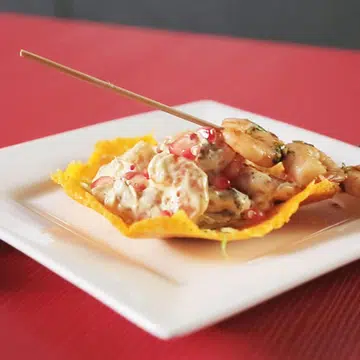 Shrimp Cocktail in Cheese Basket