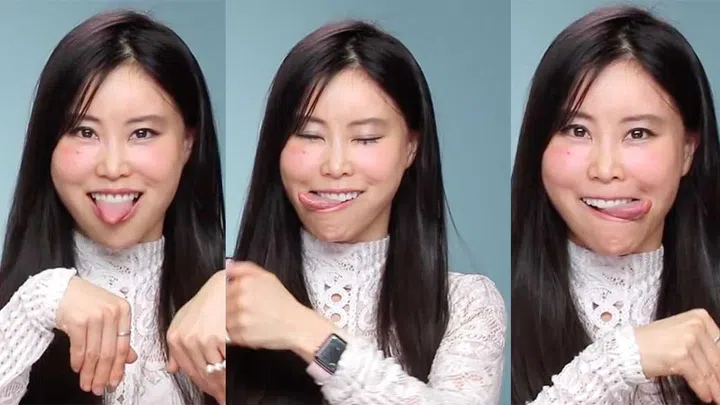 A simple face yoga pose to start with? Try lifting the corners of your mouth.