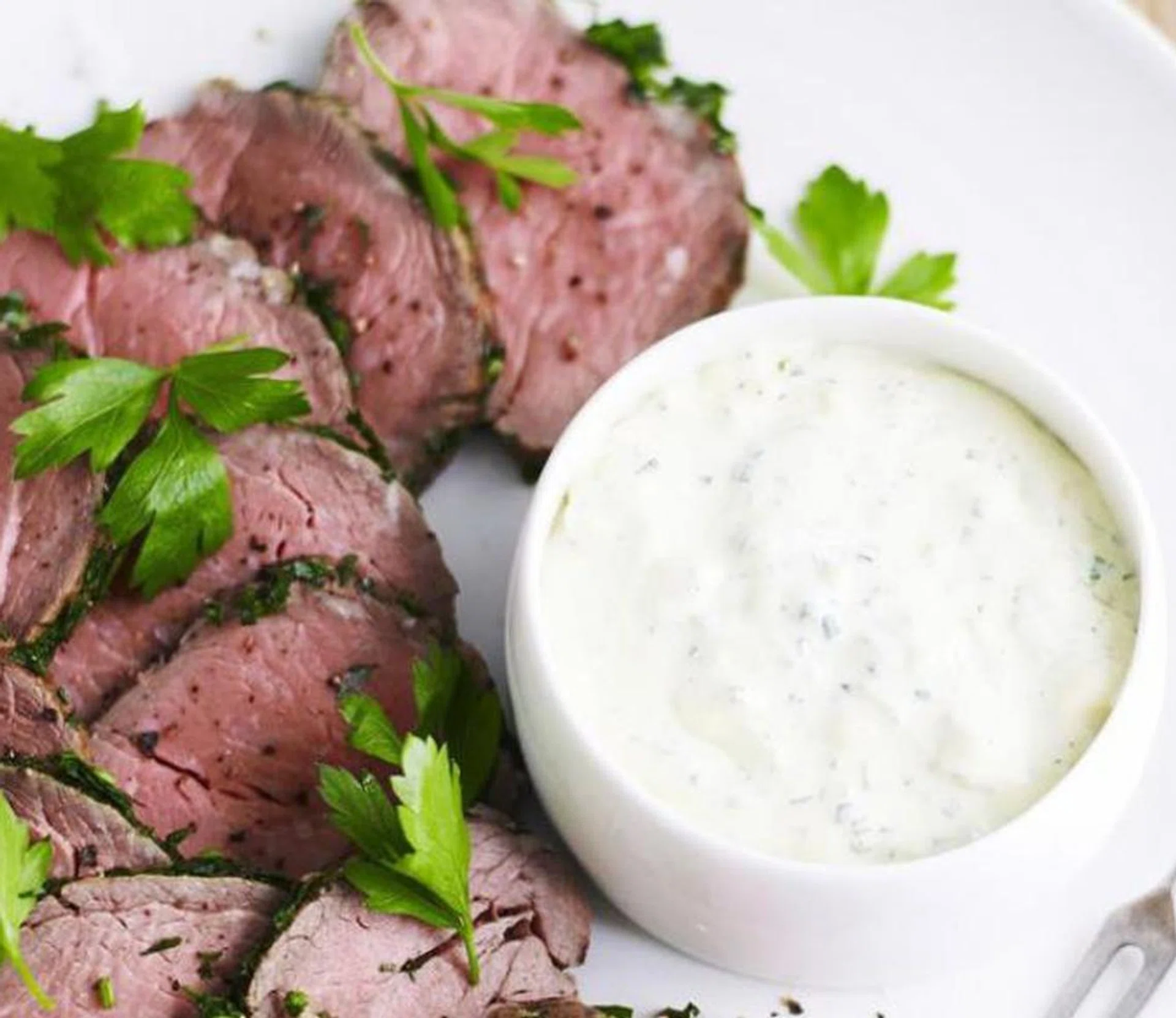 Roast Beef With Fresh Herbs & Blue Cheese Sauce