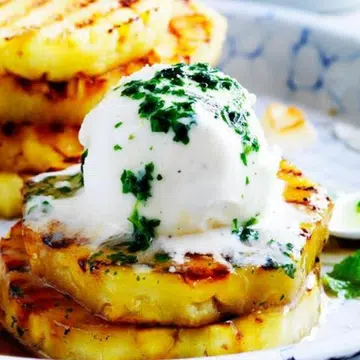 Mint Syrup With Grilled Pineapple