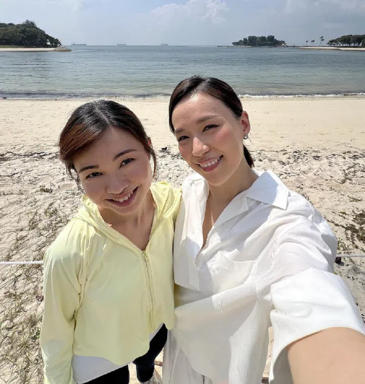 Actress Rebecca Lim (right) with MacPherson MP Tin Pei Ling in With Love, Becks. Photo: Mediacorp