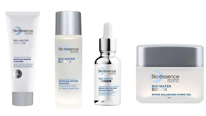 The Bio-Water Probiotics series will see a biome balancing cleanser ($10.90), a balancing solution ($24.90), a repair serum ($45.90), and a hydro gel ($32.90). 