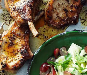 Fennel & Grape Salad With Pork Cutlets