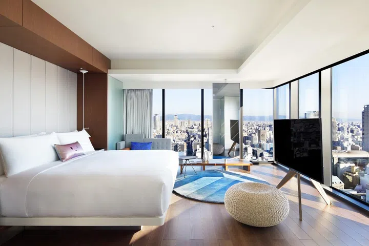Credit: W Hotel, The view of the city rom the Marvelous King Suite of the W Osaka – Japan’s first outpost of the hotel chain that was designed by famed architect Tadao Ando