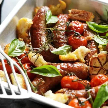 Rosemary Roasted Sausages & Tomato Tray Bake