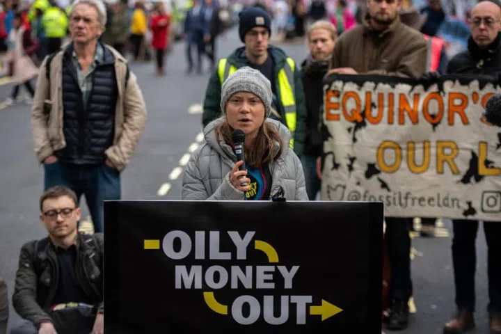 Greta Thunberg at a climate protest in London. Photo: Getty Images